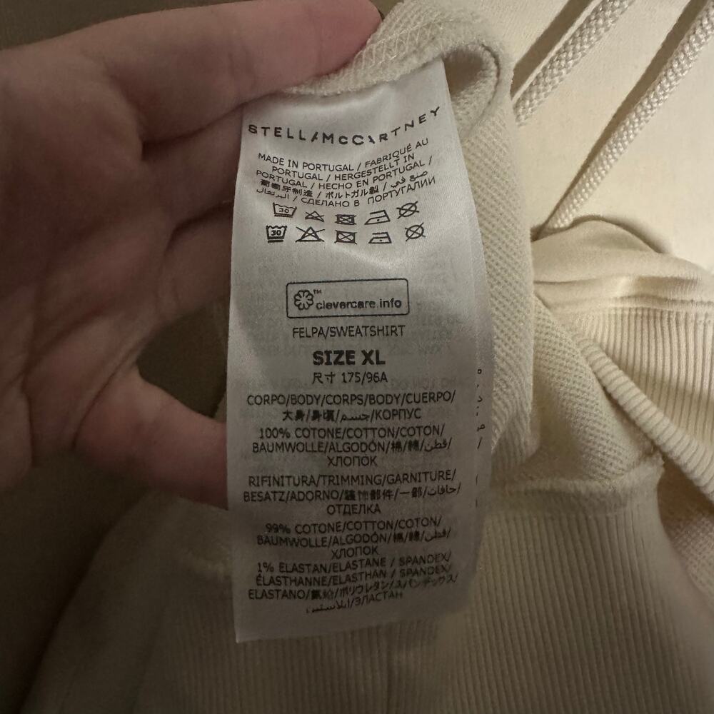 Stella McCartney Cream Powered by Plants Slogan Print Hoodie Sweatshirt Size XL - Picture 9 of 11